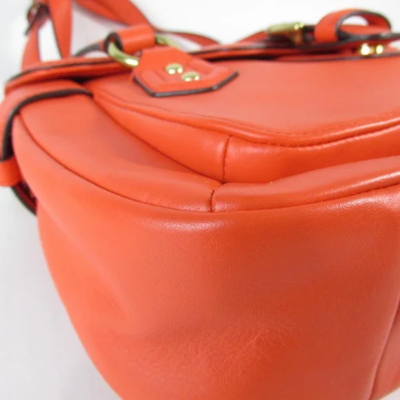 COACH Campbell Eva Orange Leather Large Flap Shoulder Bag Purse Dust Bag - Picture 14 of 15